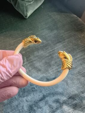 Signed Monet vintage bracelet with a bright gold-tone finish.